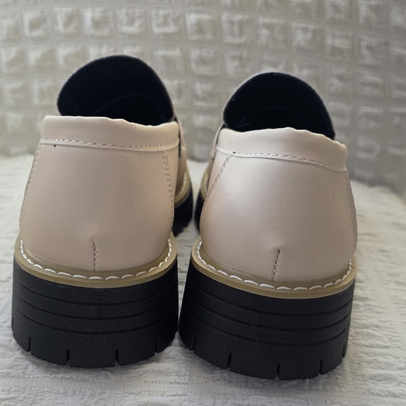 Women's Cream Loafers with Chunky Sole - Picture 6 of 9